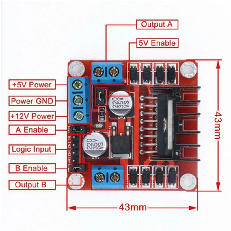 L298 2A Dual Motor Driver Module with PWM Control